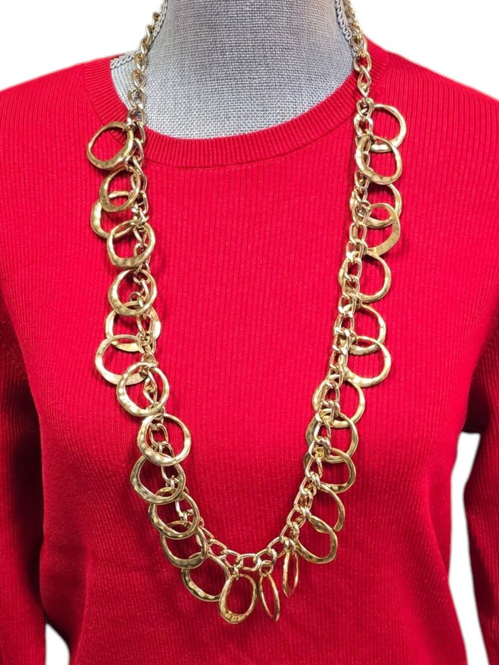 Women's Gold Plated Long Statement Chain Necklace